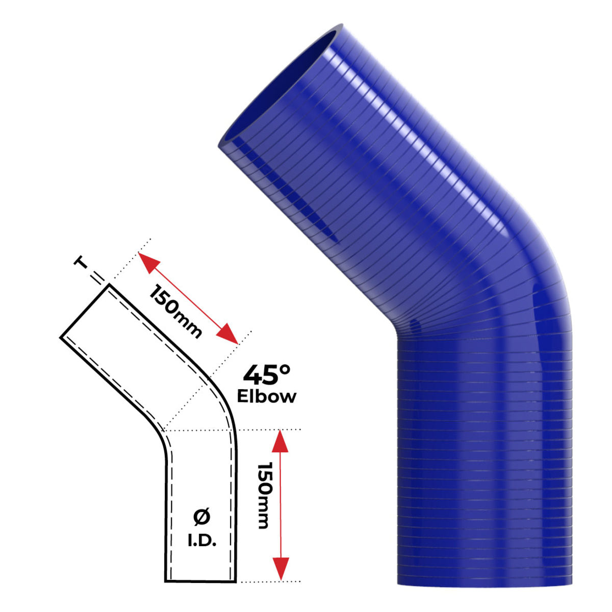 Redback Silicone Hose (2") 45° Bend