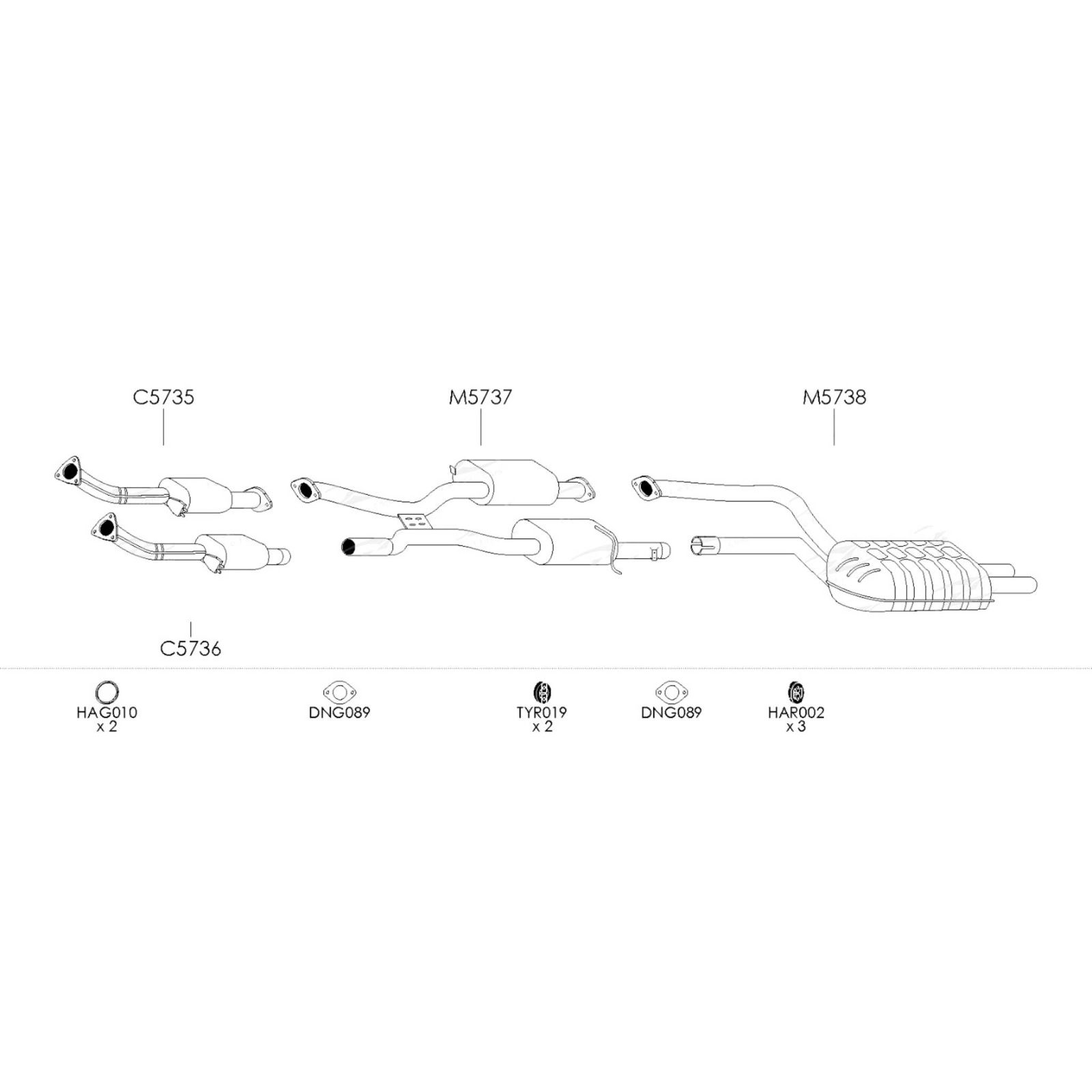 Unbranded Exhaust System for Nissan Infiniti (07/1993 - 01/1997)