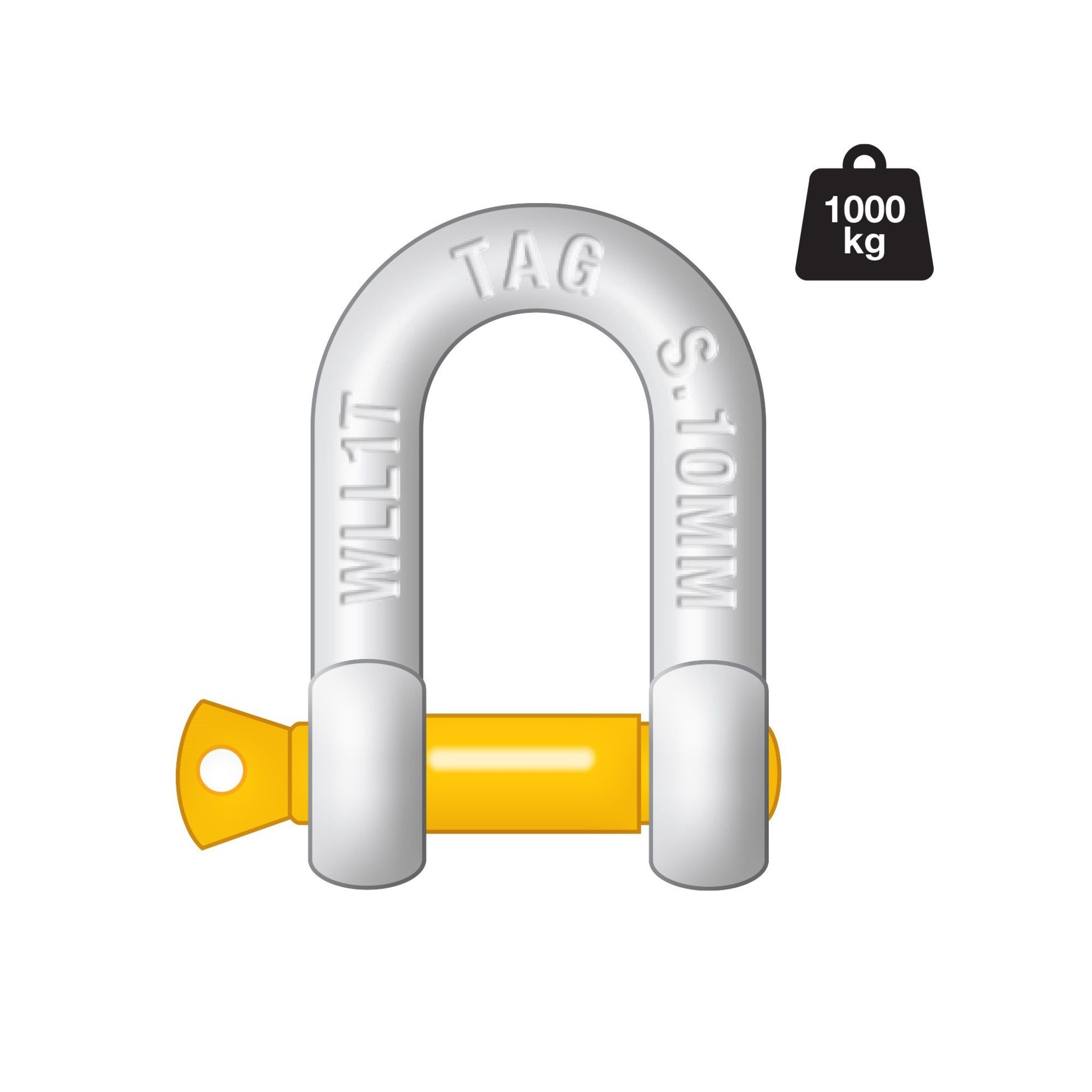 TAG D-Shackle - 10mm, 1250kg, Galvanised
