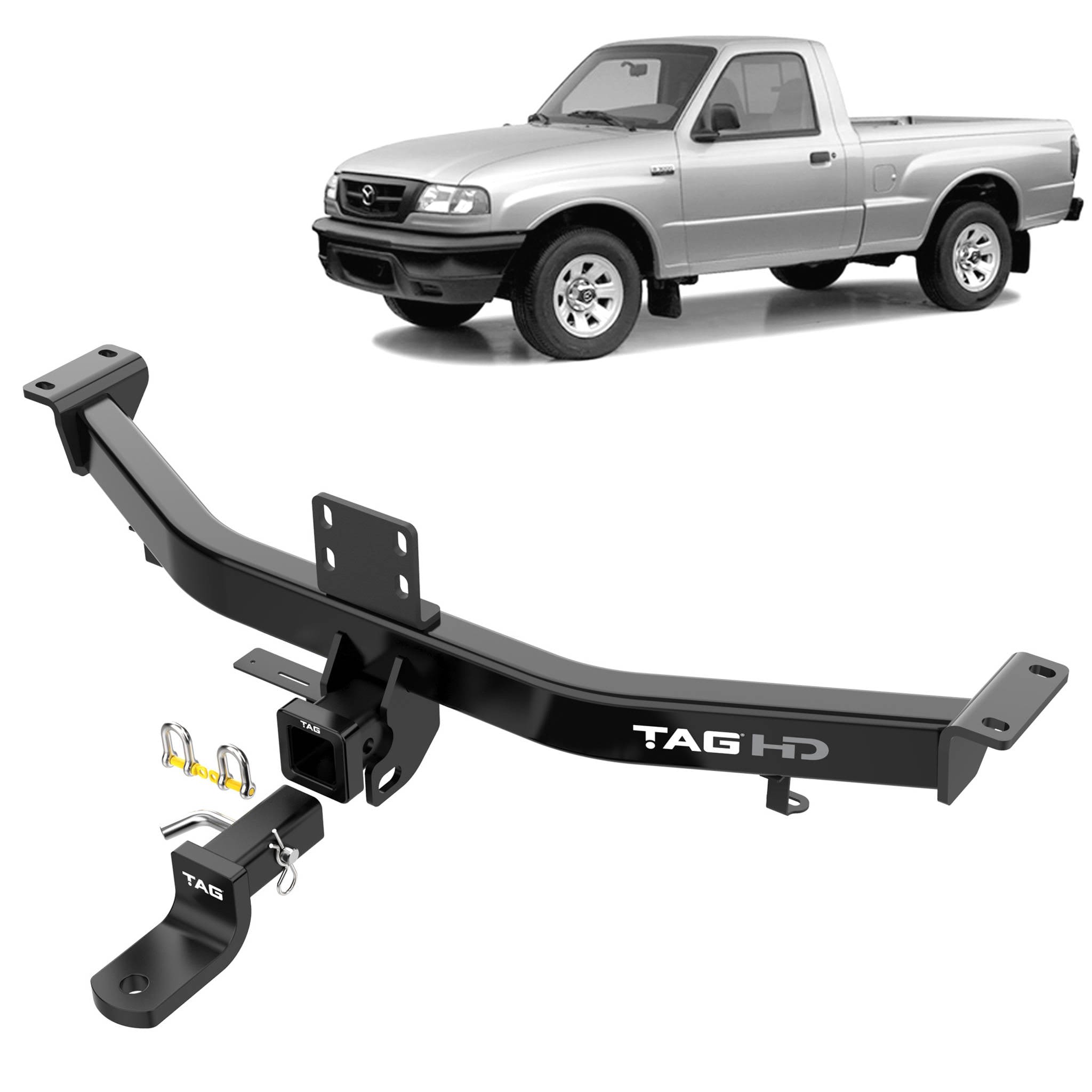 TAG HEAVY DUTY TOWBAR to suit Ford Courier (12/1992 - 12/2006), Ranger (01/2006 - 08/2011), Mazda B-SERIES BRAVO (04/1996 - 11/2006), BT-50 (11/2006 - 10/2011)