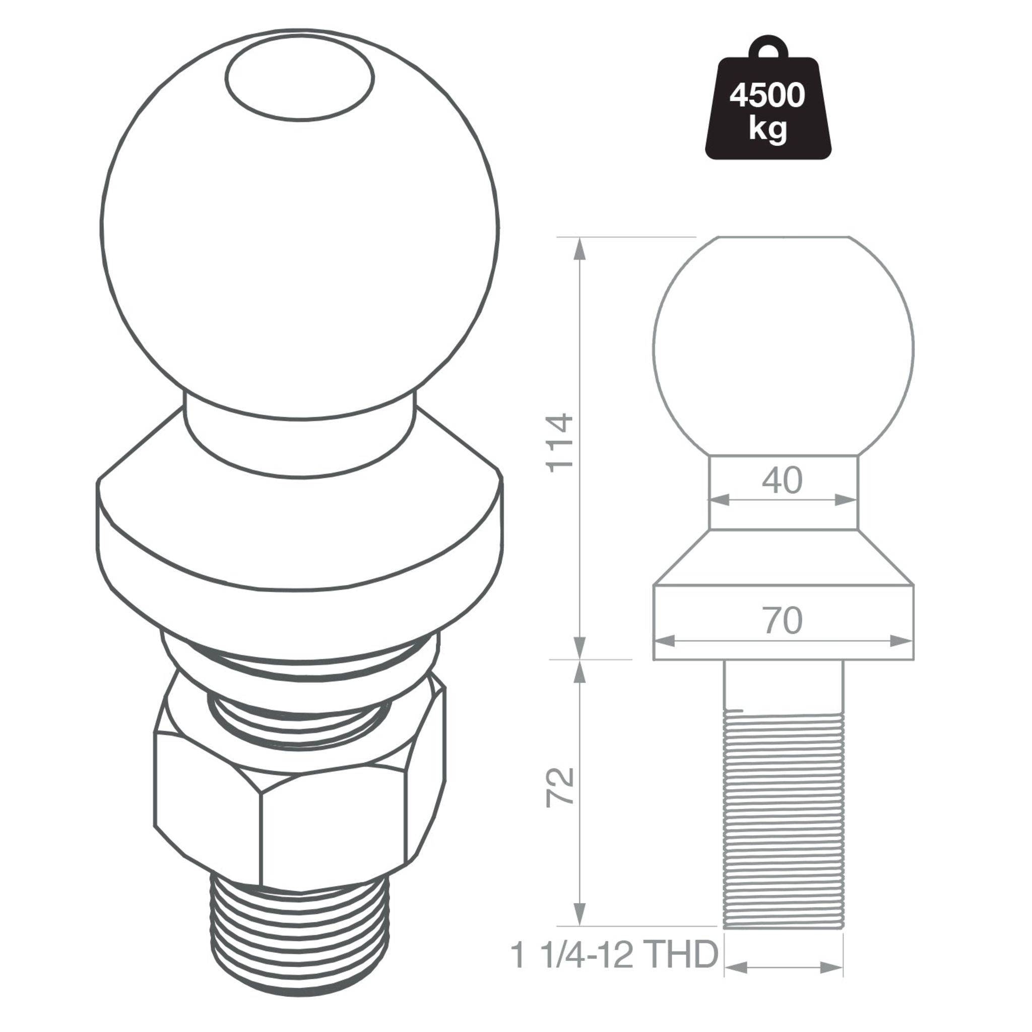 TAG 70mm Tow Ball (4.5T)