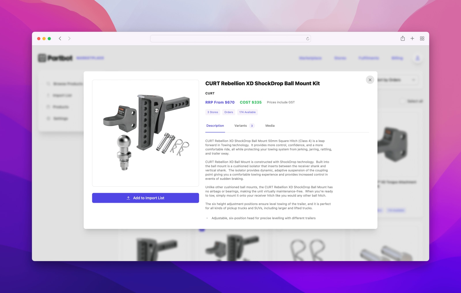 Partbot Automotive Dropship Marketplace - Product Sync