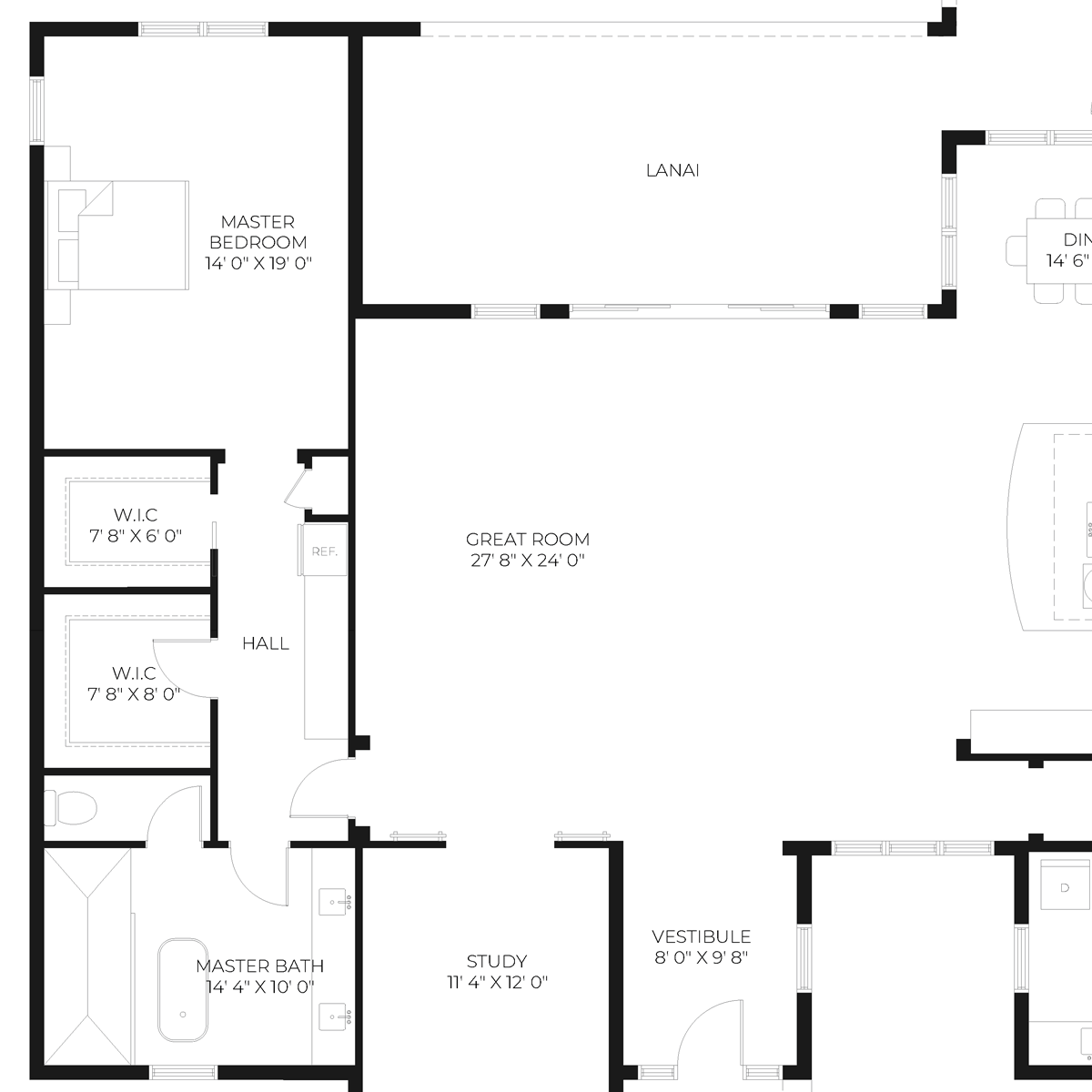 Example 2D Floor Plan or Black Lines Plan