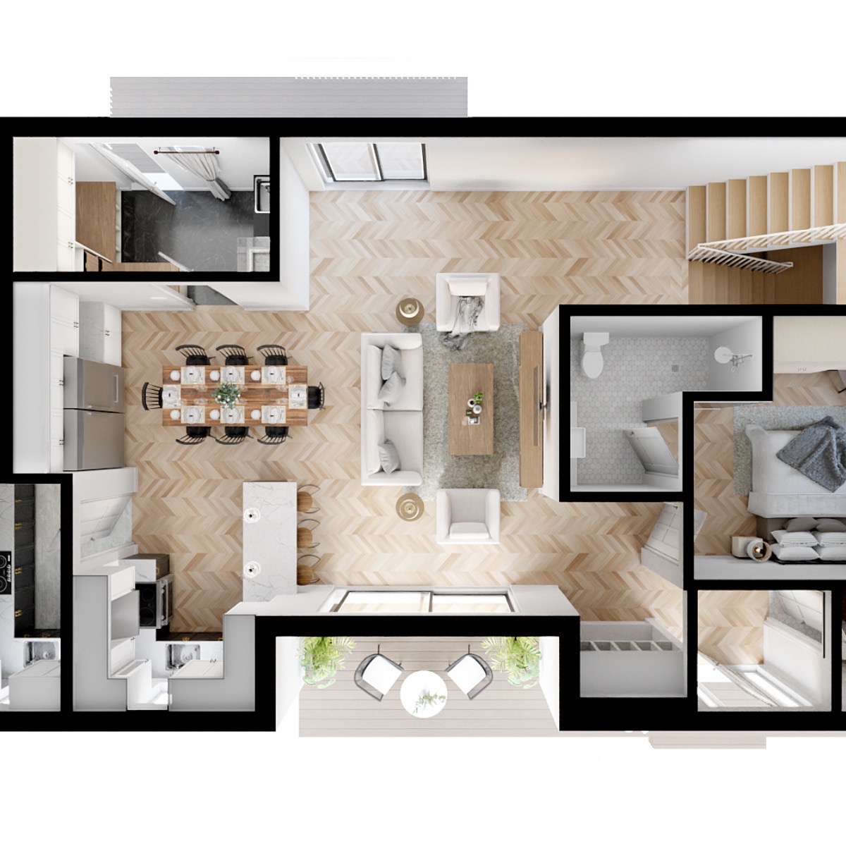 Example 3D Floor Plan Zoomed In