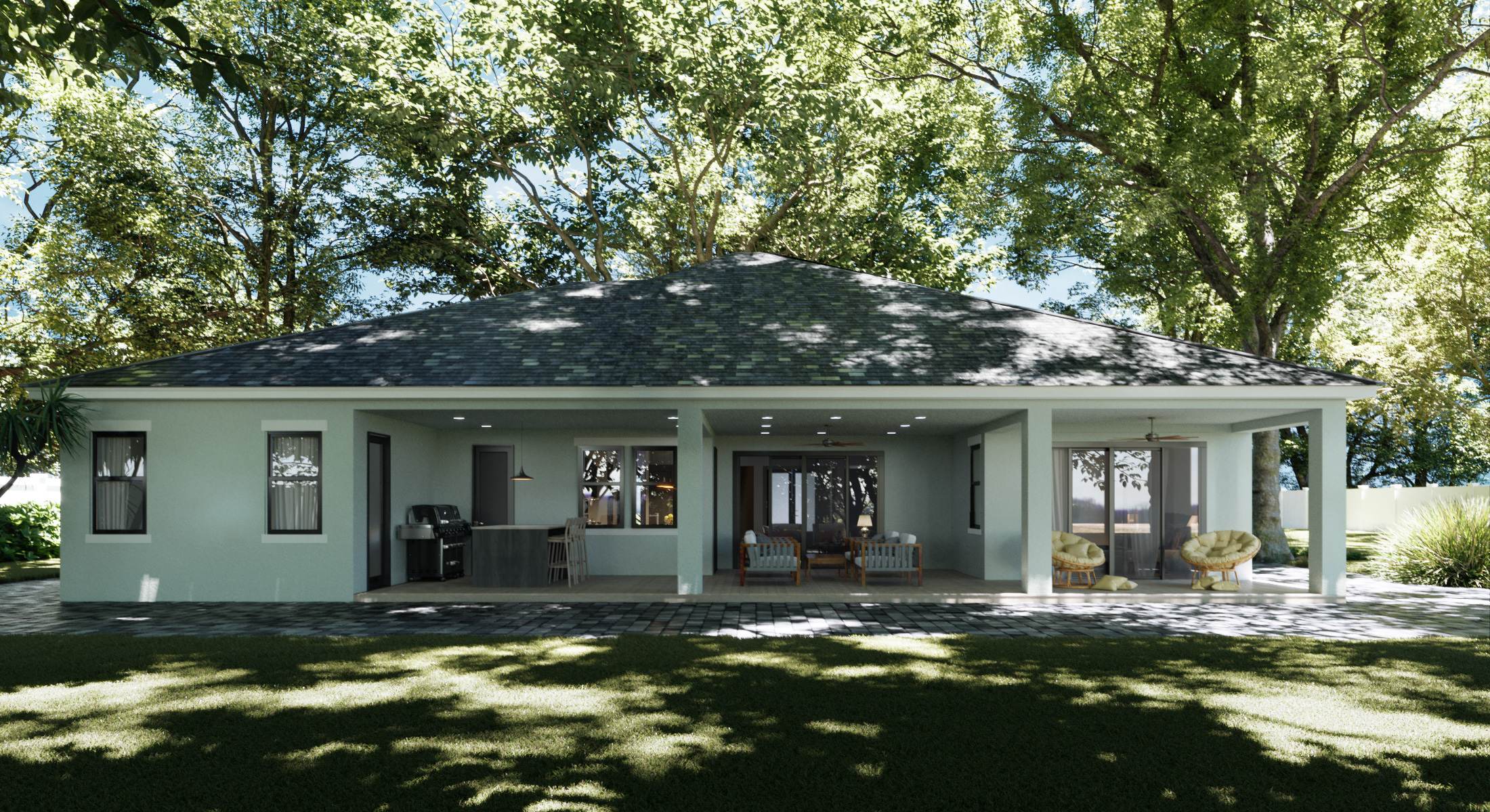 3D Rendering Hero Image showing backyard