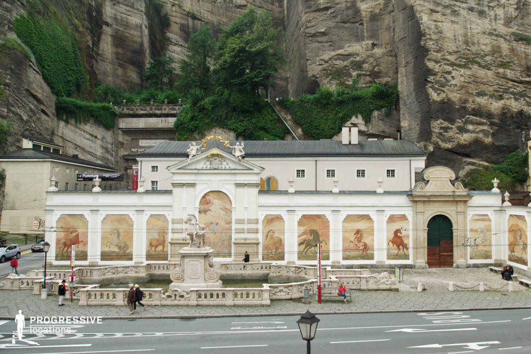 Locations in Salzburg: Fountain %26 Rock, Karajanplatz
