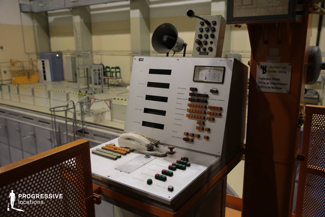 Locations in Austria: Control Panel in Reactor Hall, Nuclear Power Plant