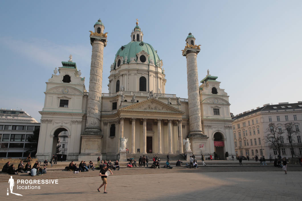 Locations in Austria: Square %26 Church, Karlsplatz