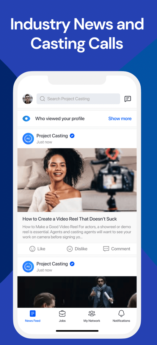 Project Casting Mobile App News Feed