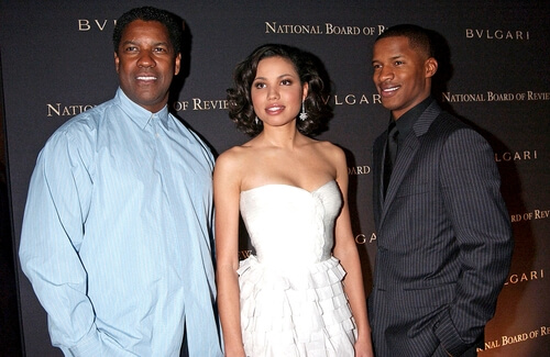 Denzel Washington, Jurnee Smollett, Nate Parker at 2008 National Board of Review of Motion Picture Awards Gala, Cipriani Restaurant 42nd Street, New York, January 15, 2008 (Everett Collection / Shutterstock.com)