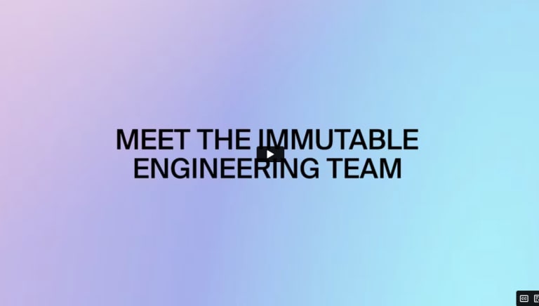 Screenshot of the opening image on the video with the words MEET THE IMMUTABLE ENGINEERING TEAM