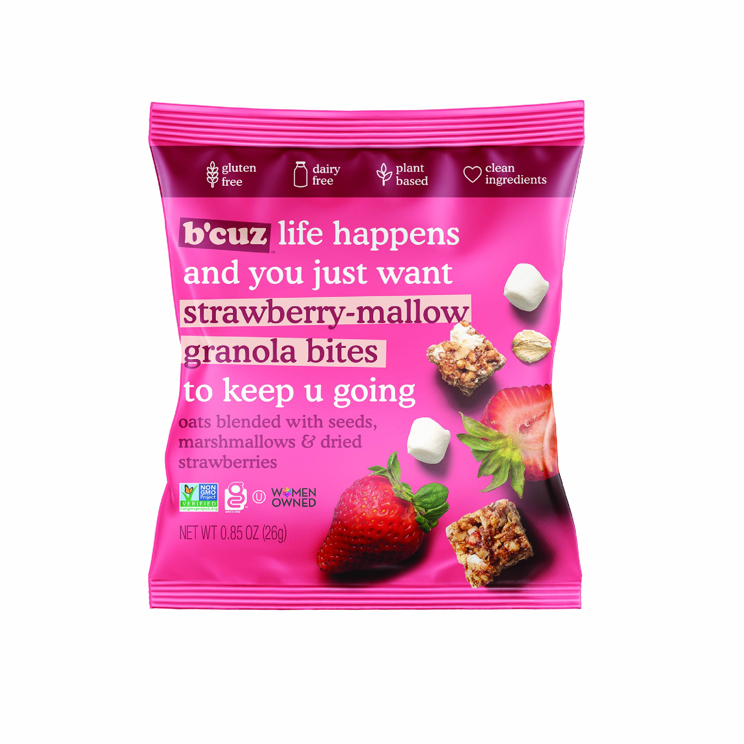 Strawberry Mallow Granola Bites