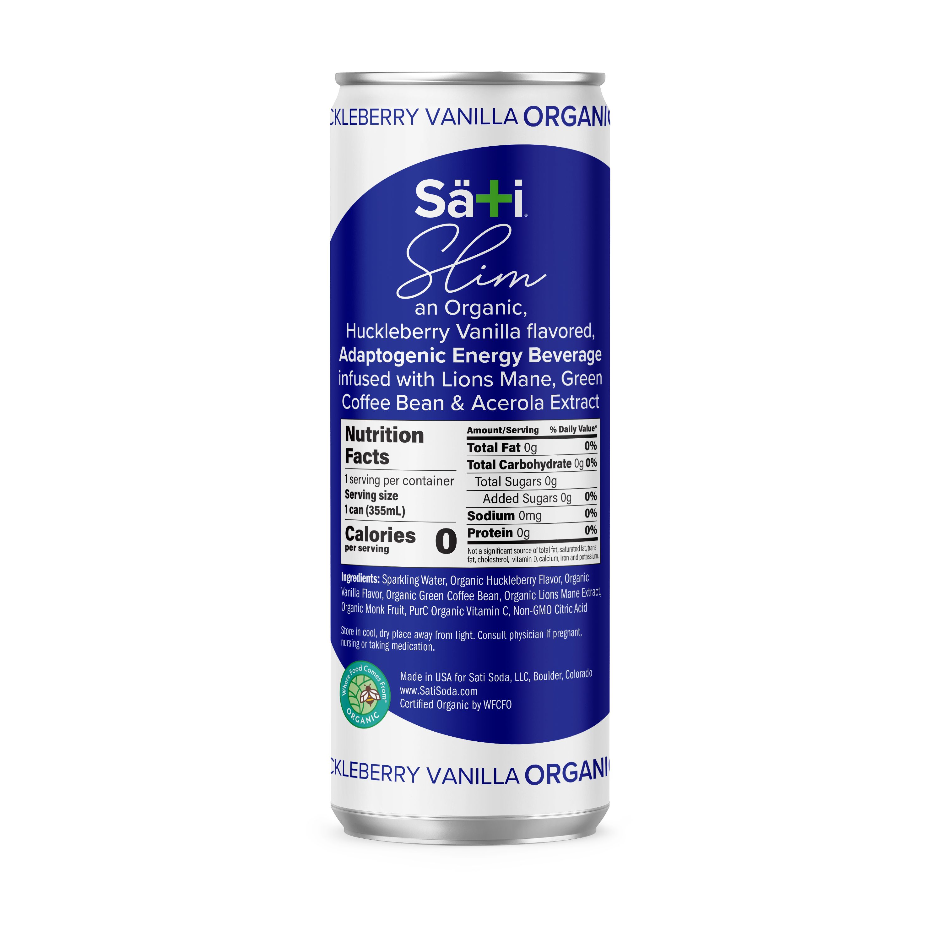 Sati Slim Organic HUCKLEBERRY VANILLA Energy Drink view 2