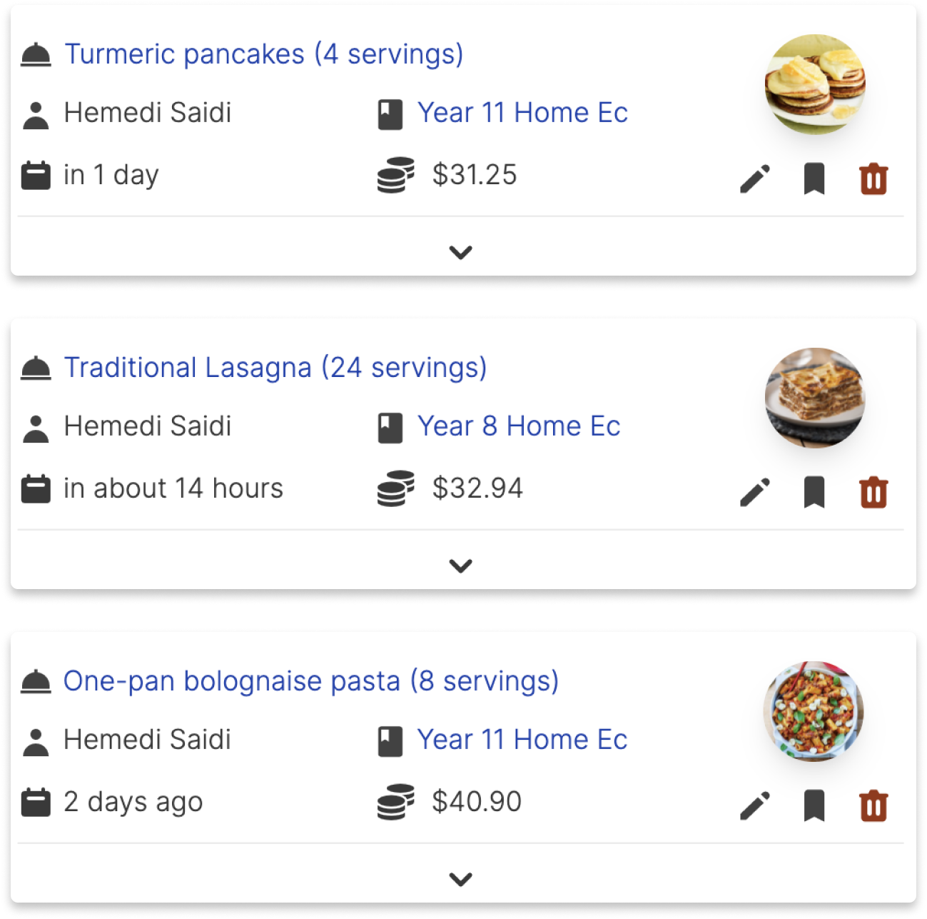 Recipe Orders