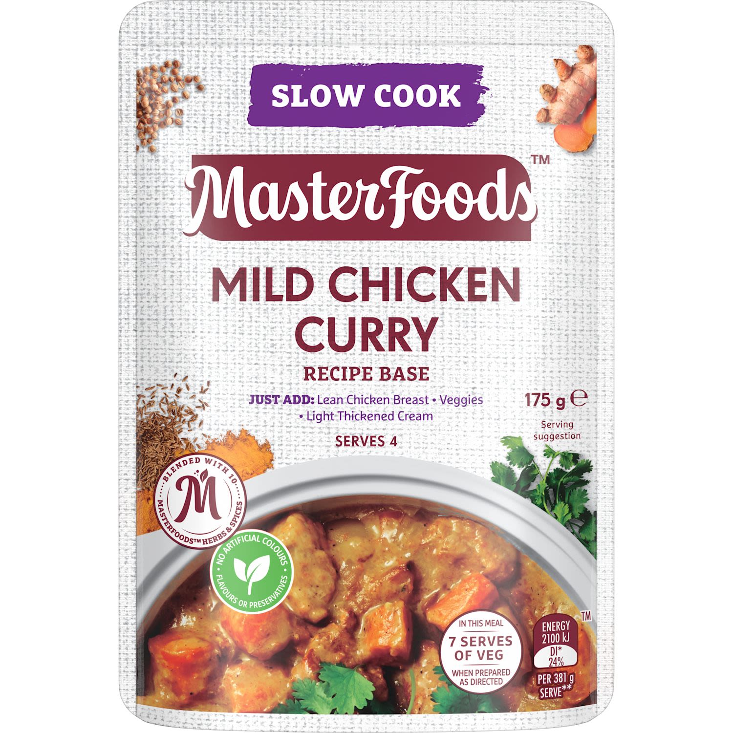 Masterfoods Mild Chicken Curry Recipe Base Slow Cook Pouch