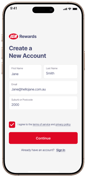 IGA Rewards Create Account