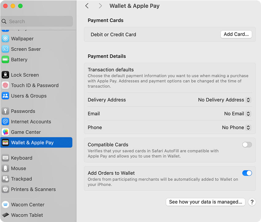Apple Wallet MacOS
