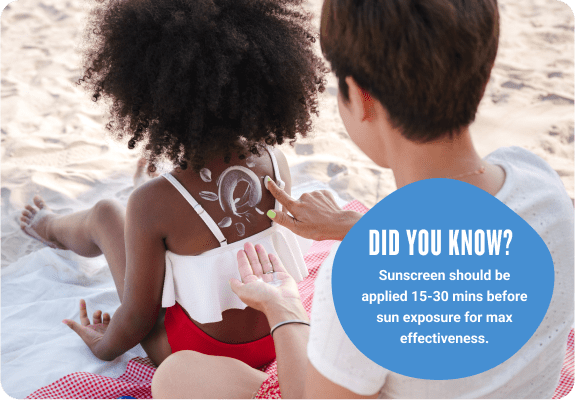 Child drawing sunscreen on another child's back