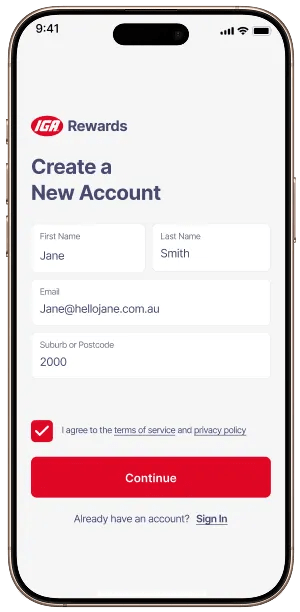 Create an account on IGA CashBack