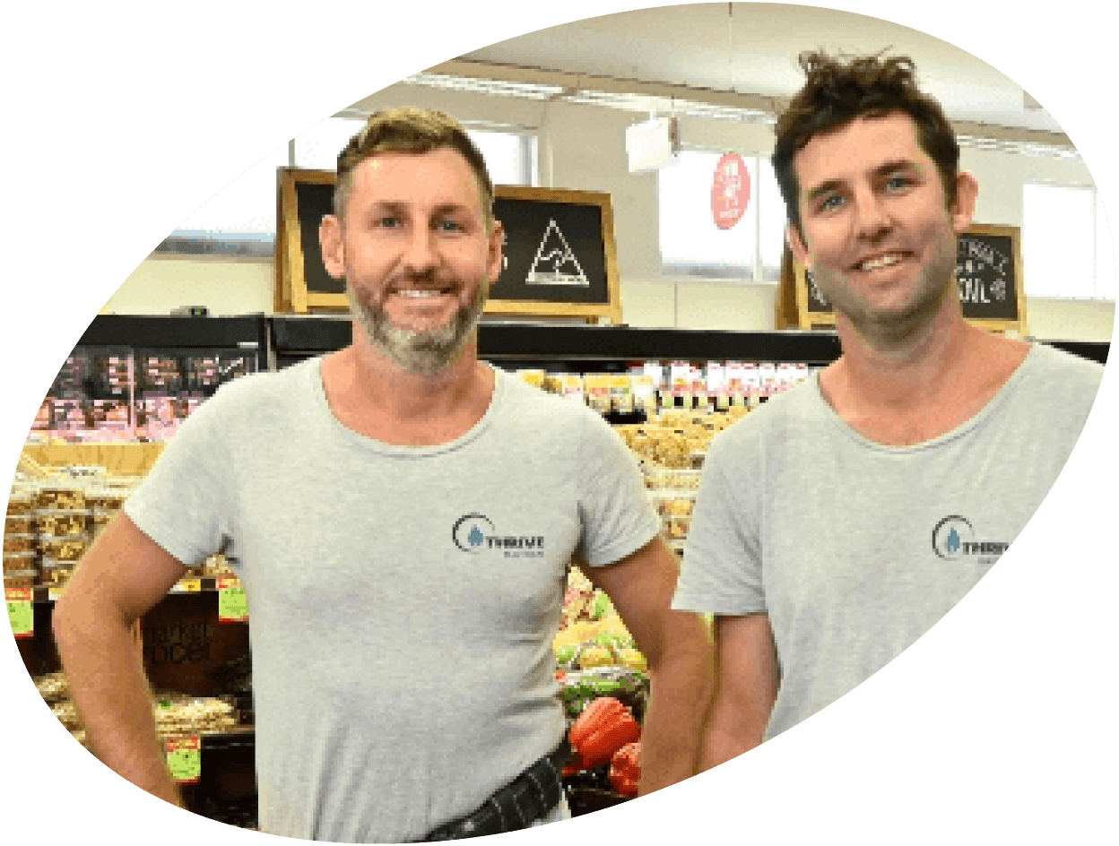 Local tradies in an IGA Supermarket