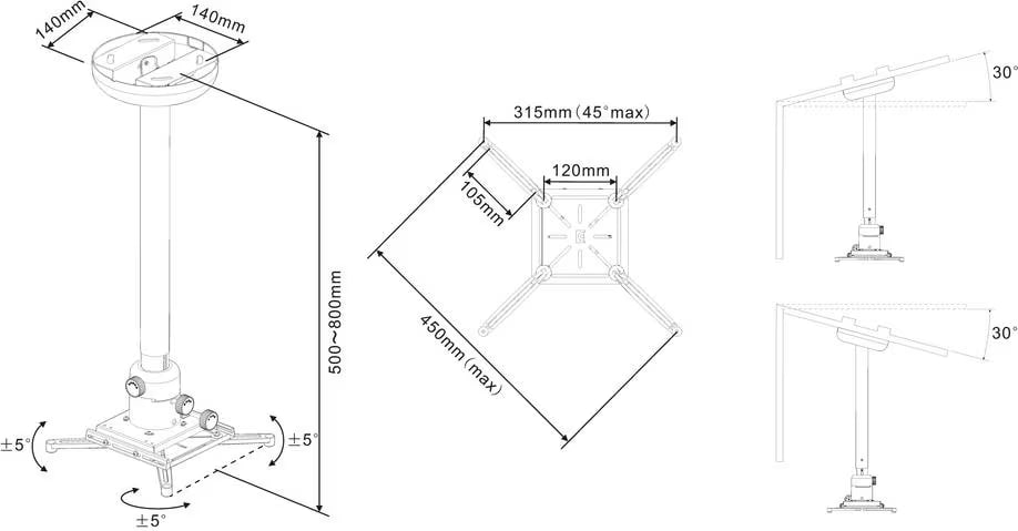 Multibrackets M Universal Projector Ceiling Mount 500-800 With Finetune (Mb1770) - Image 3
