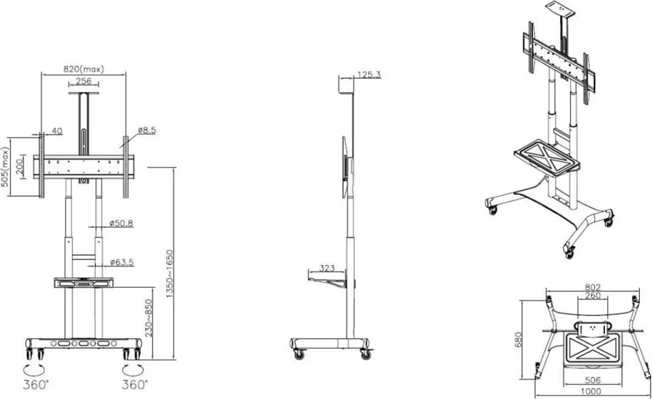 Multibrackets M Public Floorstand Basic 180 Incl Shelf &Amp; Camera Holder (Mb4627) - Image 5
