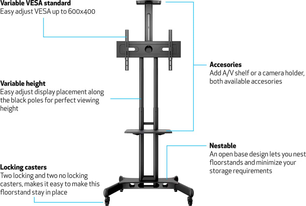 Multibrackets M Public Floorstand Basic 150 Incl Shelf &Amp; Camera Holder (Mb2319) - Image 3