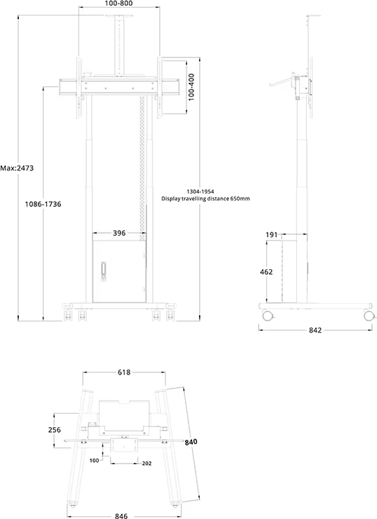 Multibrackets M Motorised Floorstand Incl Cabinet &Amp; Camerashelf 120Kg Black (Mb6775) - Image 3