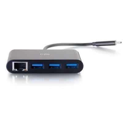 C2G - Black Usb-C Male To Female Ethernet Adapter With 3-Port Usb Hub (C2G82406) 2 C2G - Black Usb-C Male To Female Ethernet Adapter With 3-Port Usb Hub (C2G82406) - Image 2