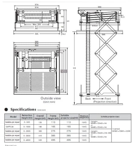 Sapphire Projector Lift (Sappl04) 3 Sapphire Projector Lift (Sappl04) - Image 3