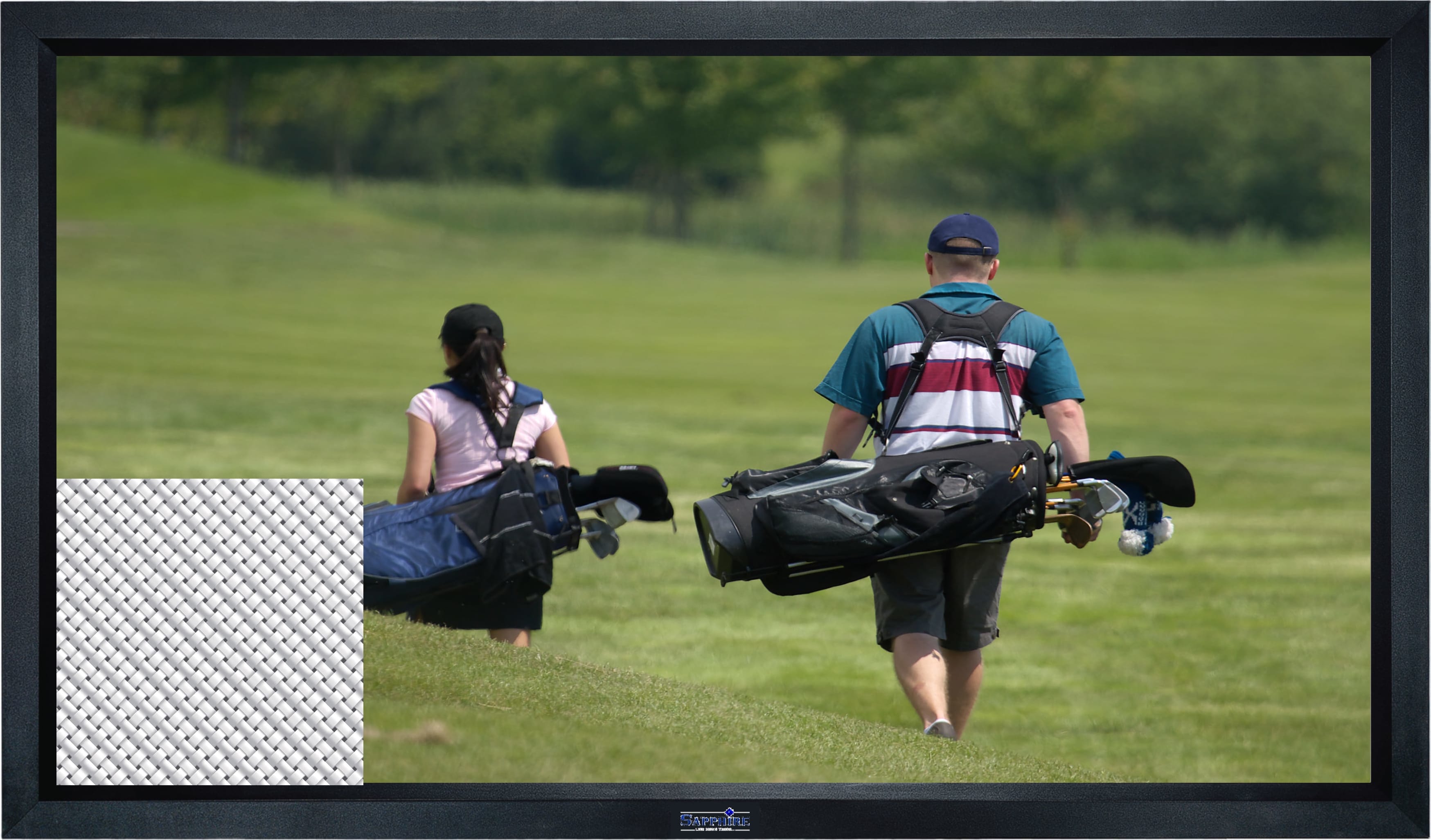 Sapphire Fixed Frame Front Projection Screen With Acoustic Transparent Fabric (16:9) 301.1Cm X 169.3Cm - (Sfsc300At) 1 Sapphire Fixed Frame Front Projection Screen With Acoustic Transparent Fabric (16:9) 301.1Cm X 169.3Cm - (Sfsc300At)