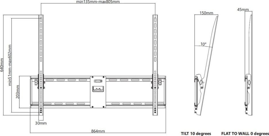Multibrackets M Universal Tilt Wallmount Black Large (Mb4029) 4 Multibrackets M Universal Tilt Wallmount Black Large (Mb4029) - Image 4
