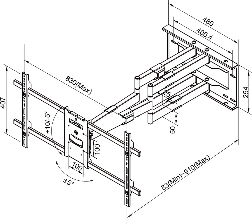 Multibrackets M Universal Long Reach Arm 910Mm Hd, Dual (Mb6546) 4 Multibrackets M Universal Long Reach Arm 910Mm Hd, Dual (Mb6546) - Image 4