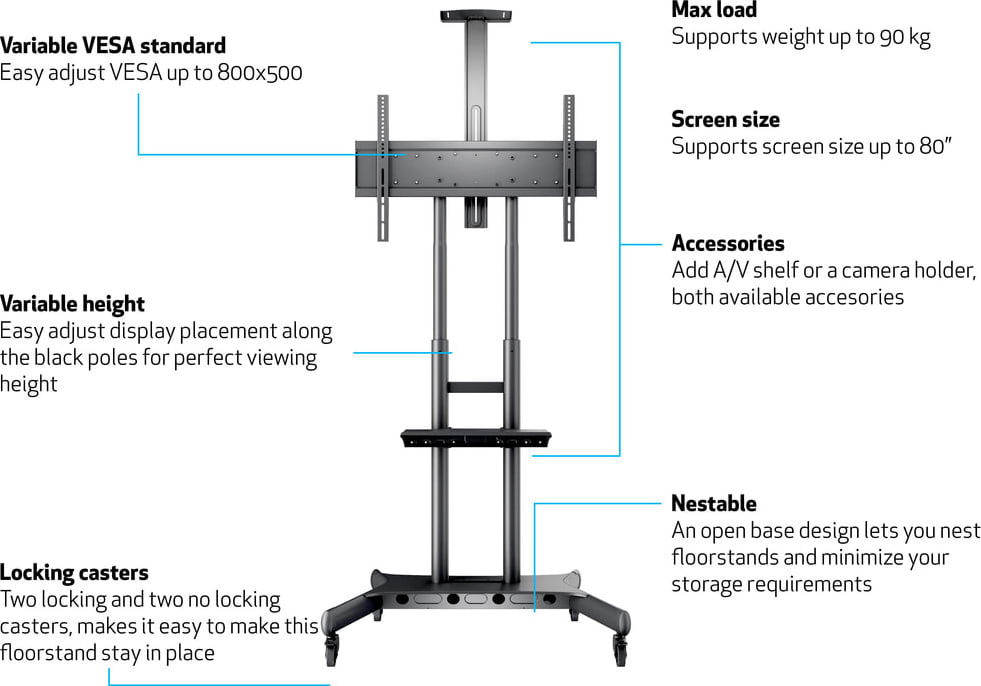 Multibrackets M Public Floorstand Basic 180 Incl Shelf &Amp; Camera Holder (Mb4627) 3 Multibrackets M Public Floorstand Basic 180 Incl Shelf &Amp; Camera Holder (Mb4627) - Image 3