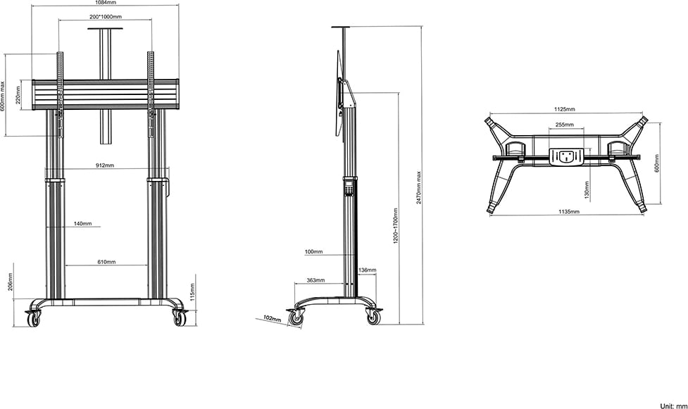 Multibrackets M Motorised Public Floorstand Dual Pillar 180 Hd (Mb3120) 2 Multibrackets M Motorised Public Floorstand Dual Pillar 180 Hd (Mb3120) - Image 2