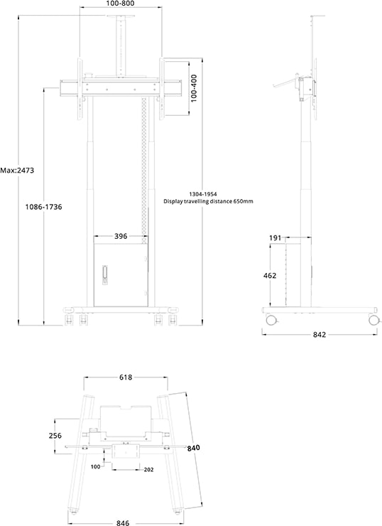 Multibrackets M Motorised Floorstand Incl Cabinet &Amp; Camerashelf 120Kg Black (Mb6775) 3 Multibrackets M Motorised Floorstand Incl Cabinet &Amp; Camerashelf 120Kg Black (Mb6775) - Image 3