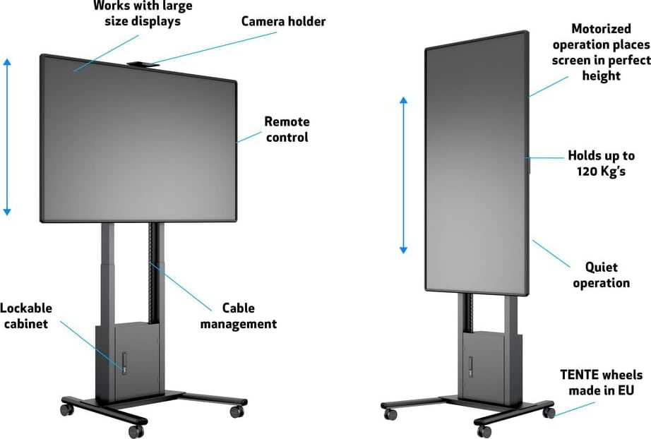 Multibrackets M Motorised Floorstand Incl Cabinet &Amp; Camerashelf 120Kg Black (Mb6775) 6 Multibrackets M Motorised Floorstand Incl Cabinet &Amp; Camerashelf 120Kg Black (Mb6775) - Image 6