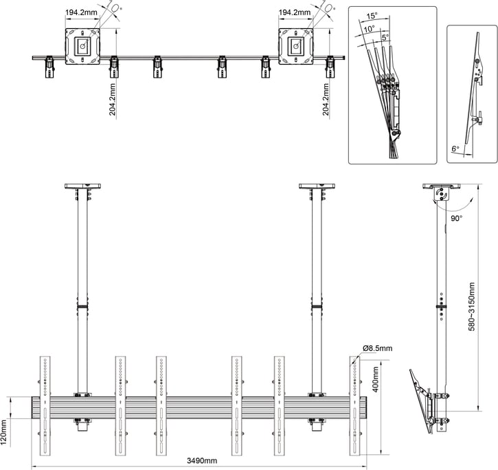 Multibrackets M Ceiling Mount Pro Mbc3X1U (Mb3477) 3 Multibrackets M Ceiling Mount Pro Mbc3X1U (Mb3477) - Image 3