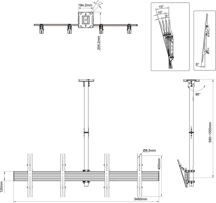 Multibrackets M Ceiling Mount Pro Mbc2X1U (Mb3460) 3 Multibrackets M Ceiling Mount Pro Mbc2X1U (Mb3460) - Image 3