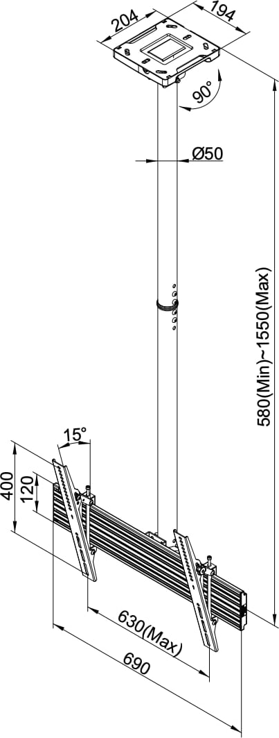 Multibrackets M Ceiling Mount Pro Mbc1U (Mb3446) 2 Multibrackets M Ceiling Mount Pro Mbc1U (Mb3446) - Image 2