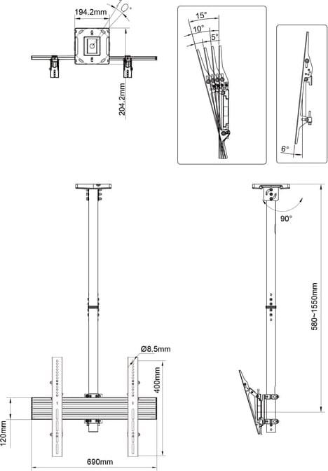 Multibrackets M Ceiling Mount Pro Mbc1U (Mb3446) 5 Multibrackets M Ceiling Mount Pro Mbc1U (Mb3446) - Image 5