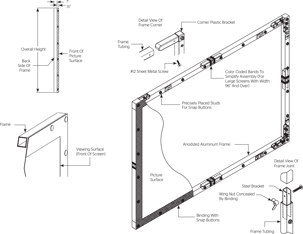 Da-Lite Permwall Fixed Frame Screen - 264 X 147Cm (16:9) - (Dm 58X104Npa) - Image 2