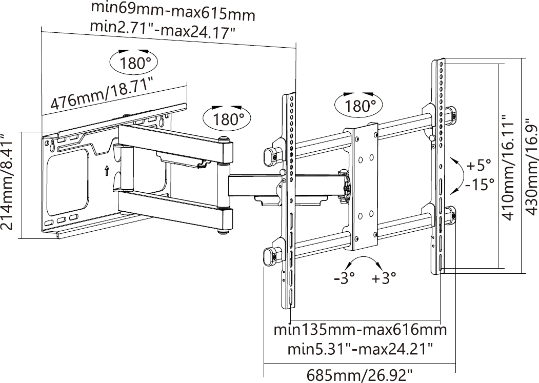 Vision - Articulating Wall Mount (Vfm-Wa6X4/3 - 6622967) - Image 2