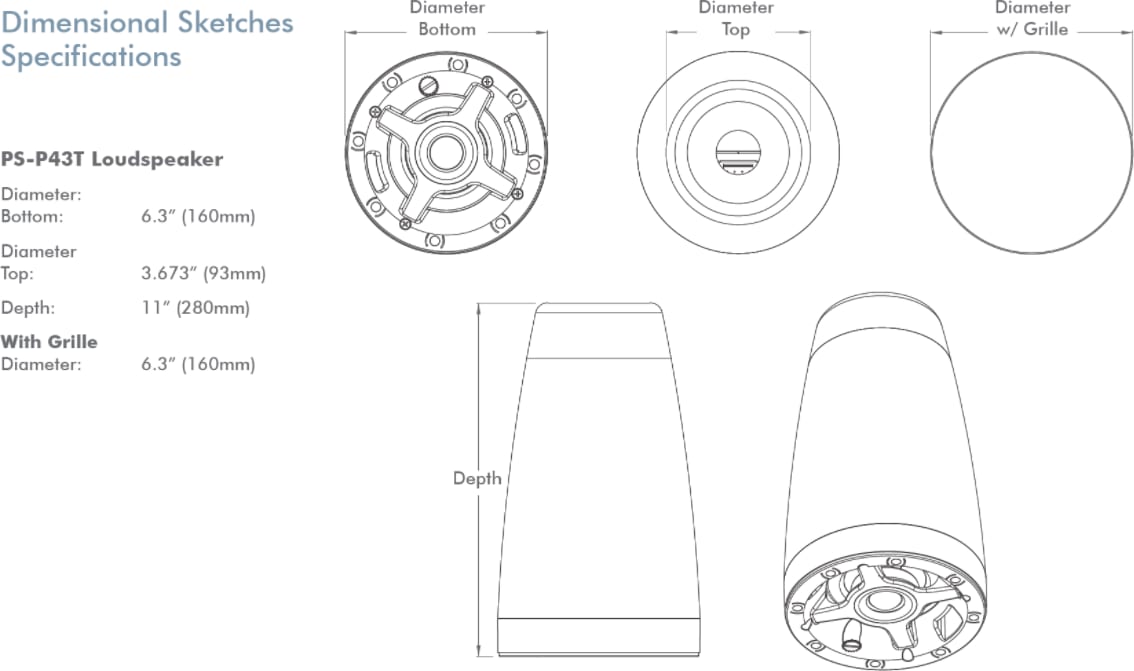 Sonance Ps-P43T Professional 4 Inch Pendant Speaker (White Finish, Pair) 3 Sonance Ps-P43T Professional 4 Inch Pendant Speaker (White Finish, Pair) - Image 3