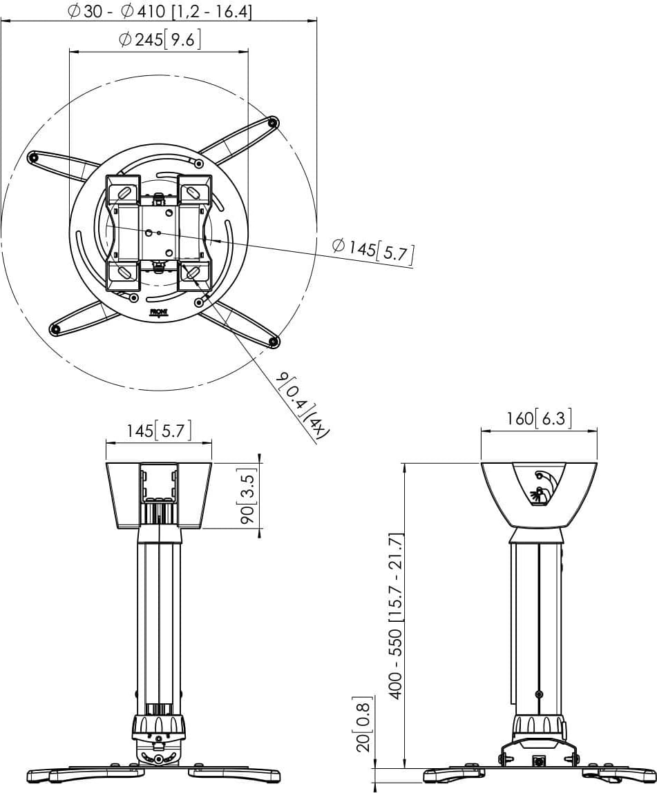 Vogels Ppc 2540 Height Adjustable Projector Mount (400-550Mm) 2 Vogels Ppc 2540 Height Adjustable Projector Mount (400-550Mm) - Image 2