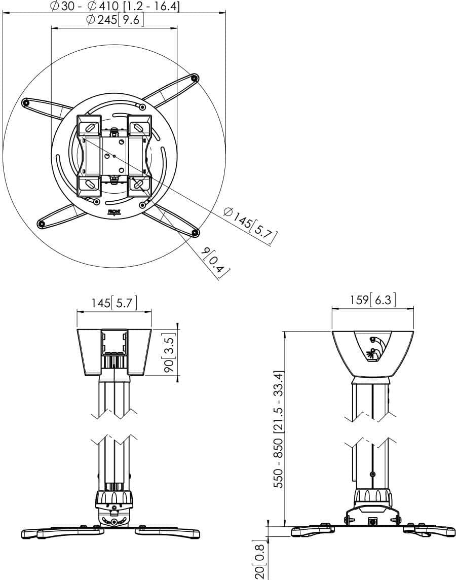 Vogels Ppc 2555 Height Adjustable Projector Mount (550-850Mm) 2 Vogels Ppc 2555 Height Adjustable Projector Mount (550-850Mm) - Image 2