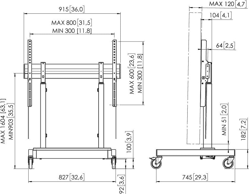 Vogels Rise 3205 Motorised Display Lift Trolley - Image 2