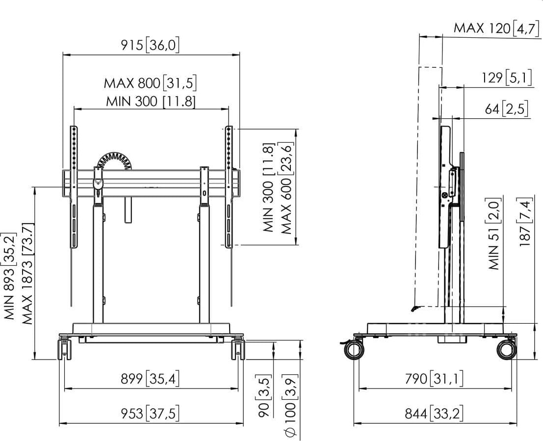Vogels Rise 5305 Motorised Display Lift Trolley 2 Vogels Rise 5305 Motorised Display Lift Trolley - Image 2