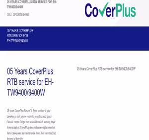 Epson CoverPlus 05 Years RTB service for EH-TW9400 or EH-TW9400W (CP05RTBSH928)