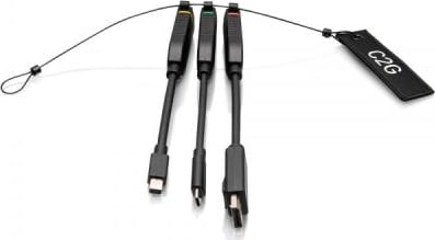 C2G – Tailed HDMI Female to Colour coded USB C, Mini DP and DP Male Adaptor Dongle (C2G30028)